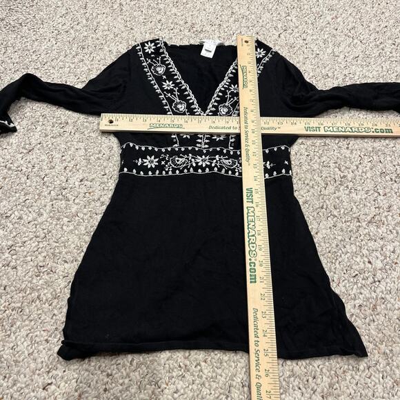White House Black Market Babydoll Tunic Top Sz S Silk Cotton Blend Embroidered - Picture 4 of 6